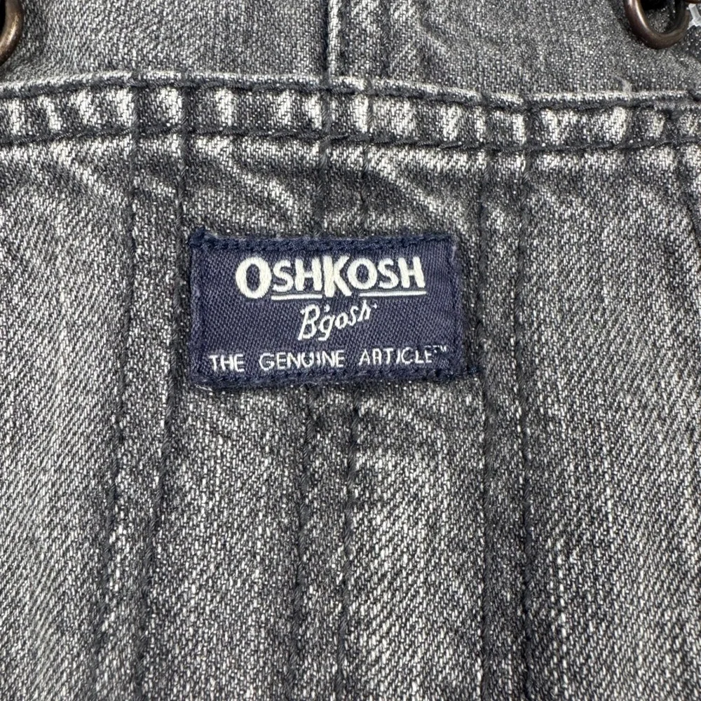 OshKosh Bgosh Toddler 18M Fleece Lined Grey Denim Overalls Carpenter Bib Snaps